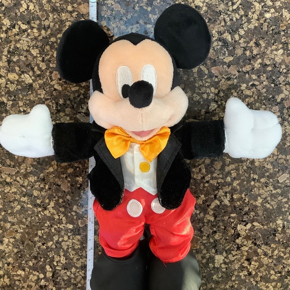 Disney Parks Mickey Mouse Disney On Ice Tuxedo Plush 10” Toy Gold Emblem On foot